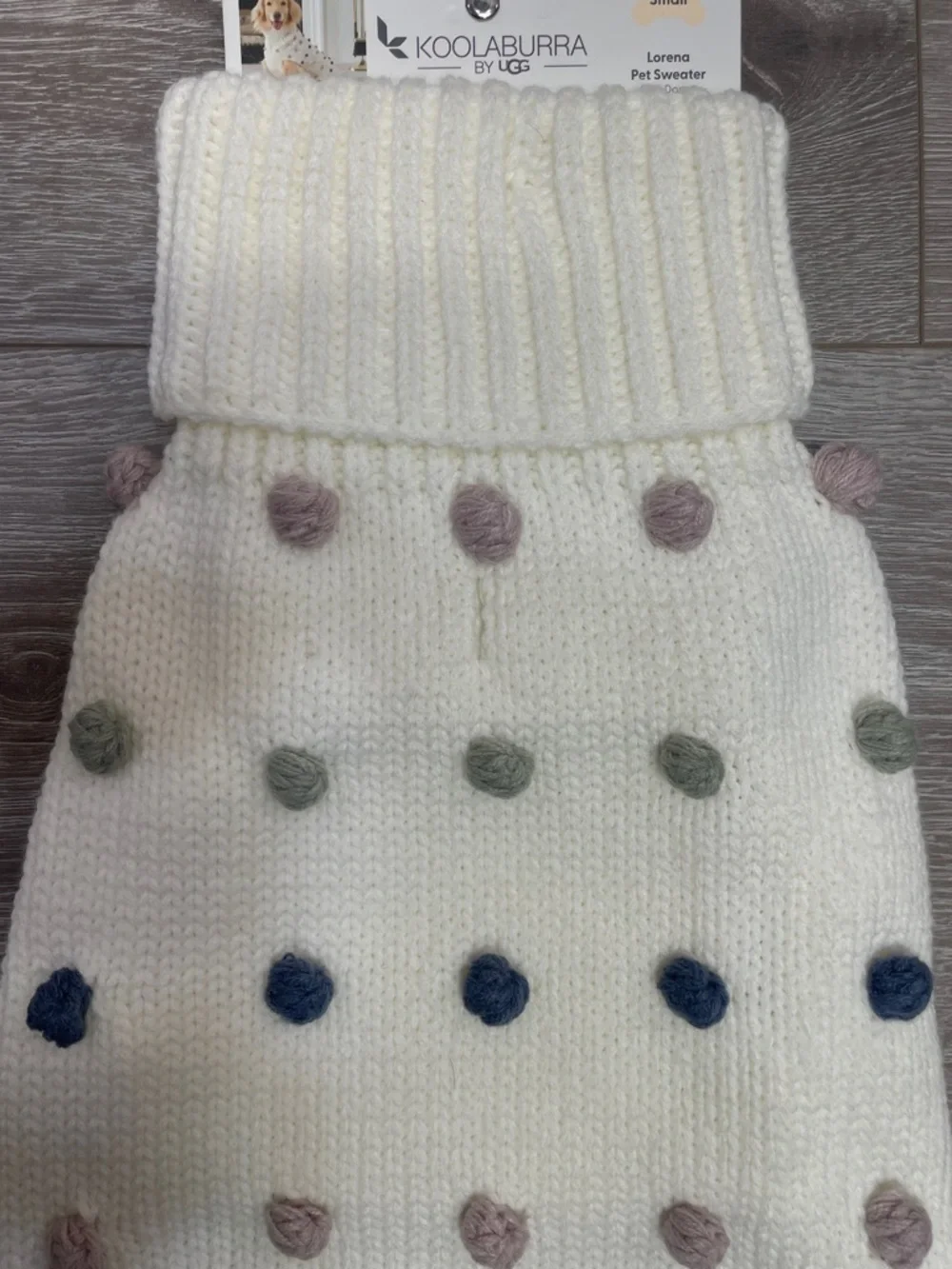 NWT Koolaburra By Ugg Lorena Pet Sweater for Dogs Multicolored Pom Poms Small